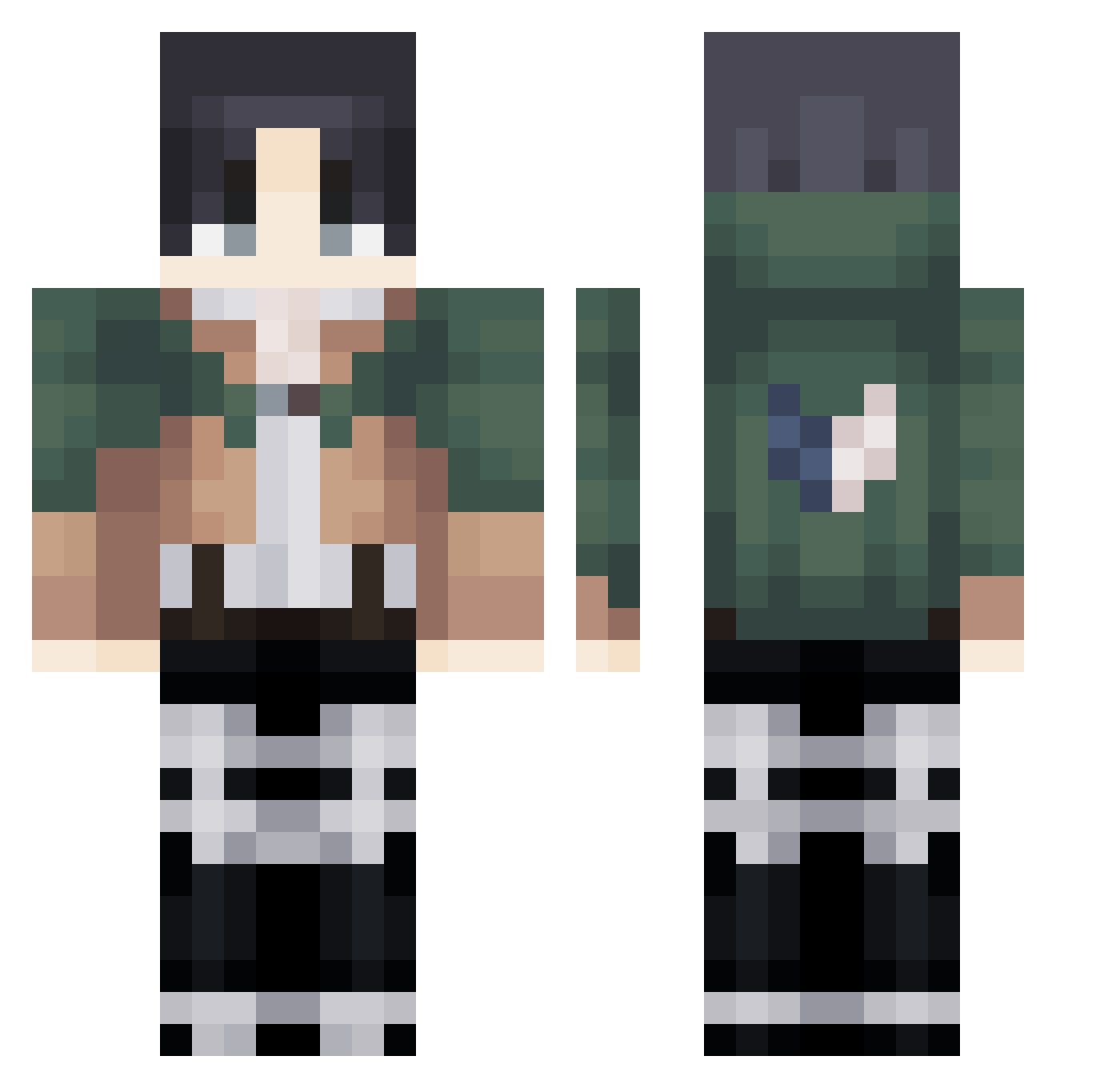 Naithann Minecraft skin, front and back view