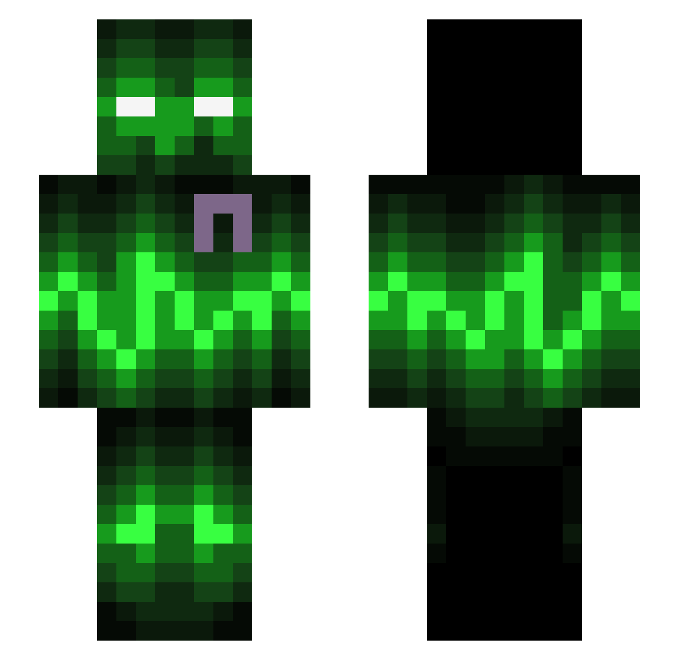 Mystical77 Minecraft skin, front and back view