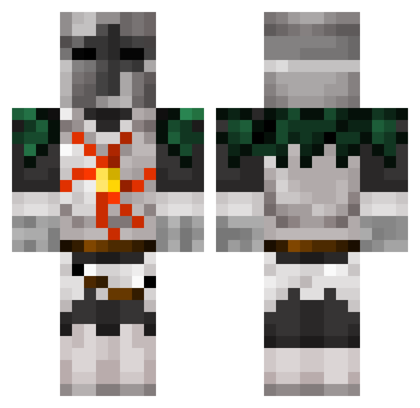 NekoTheWolfe Minecraft skin, front and back view