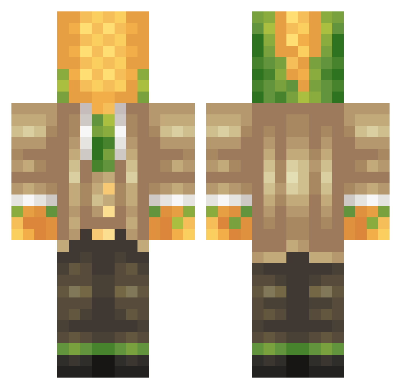 corniest Minecraft skin, front and back view