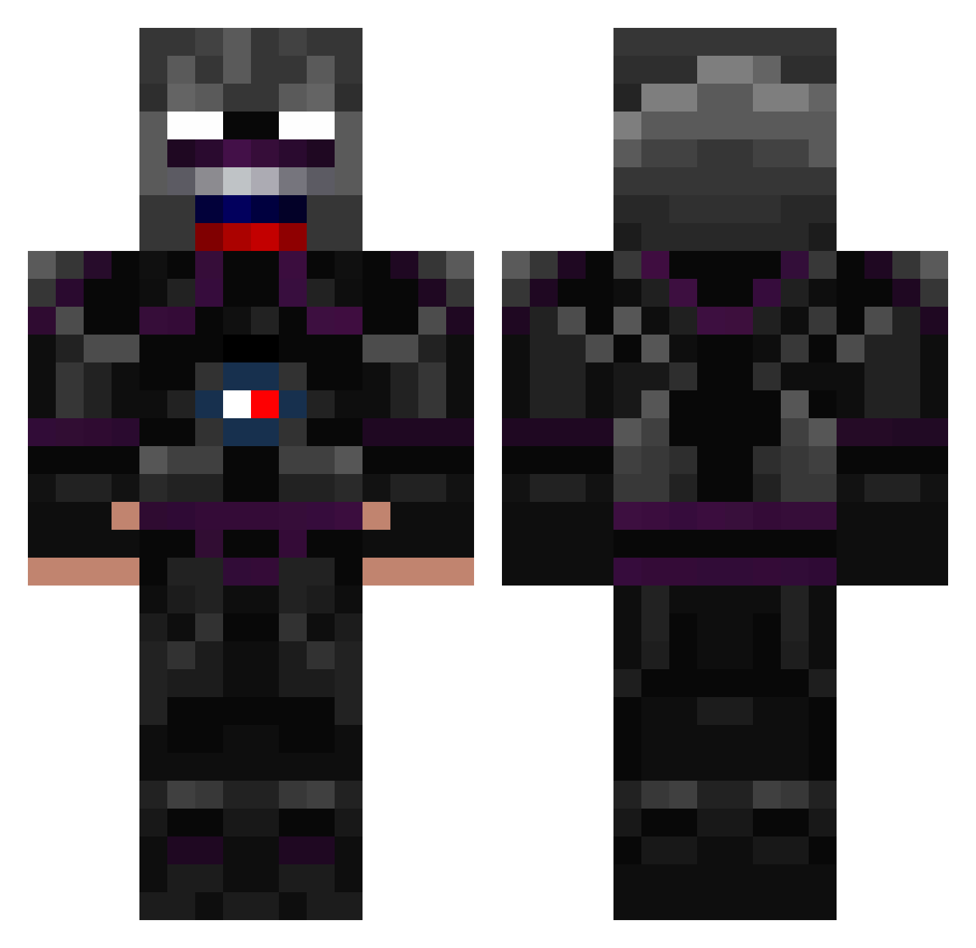 HyPizdec Minecraft skin, front and back view