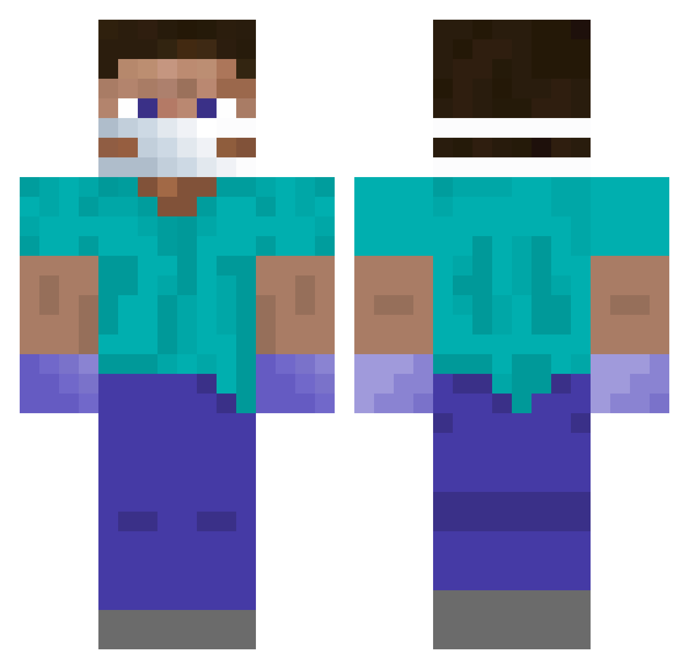 NicoGamer405 Minecraft skin, front and back view