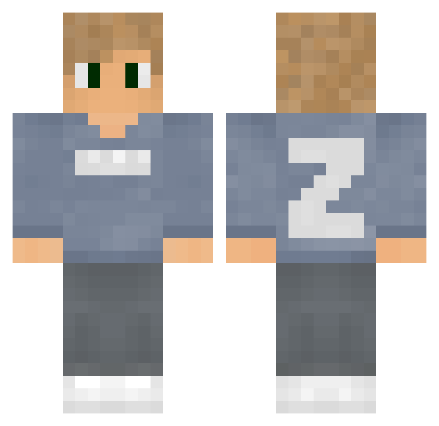 Zylius Minecraft skin, front and back view