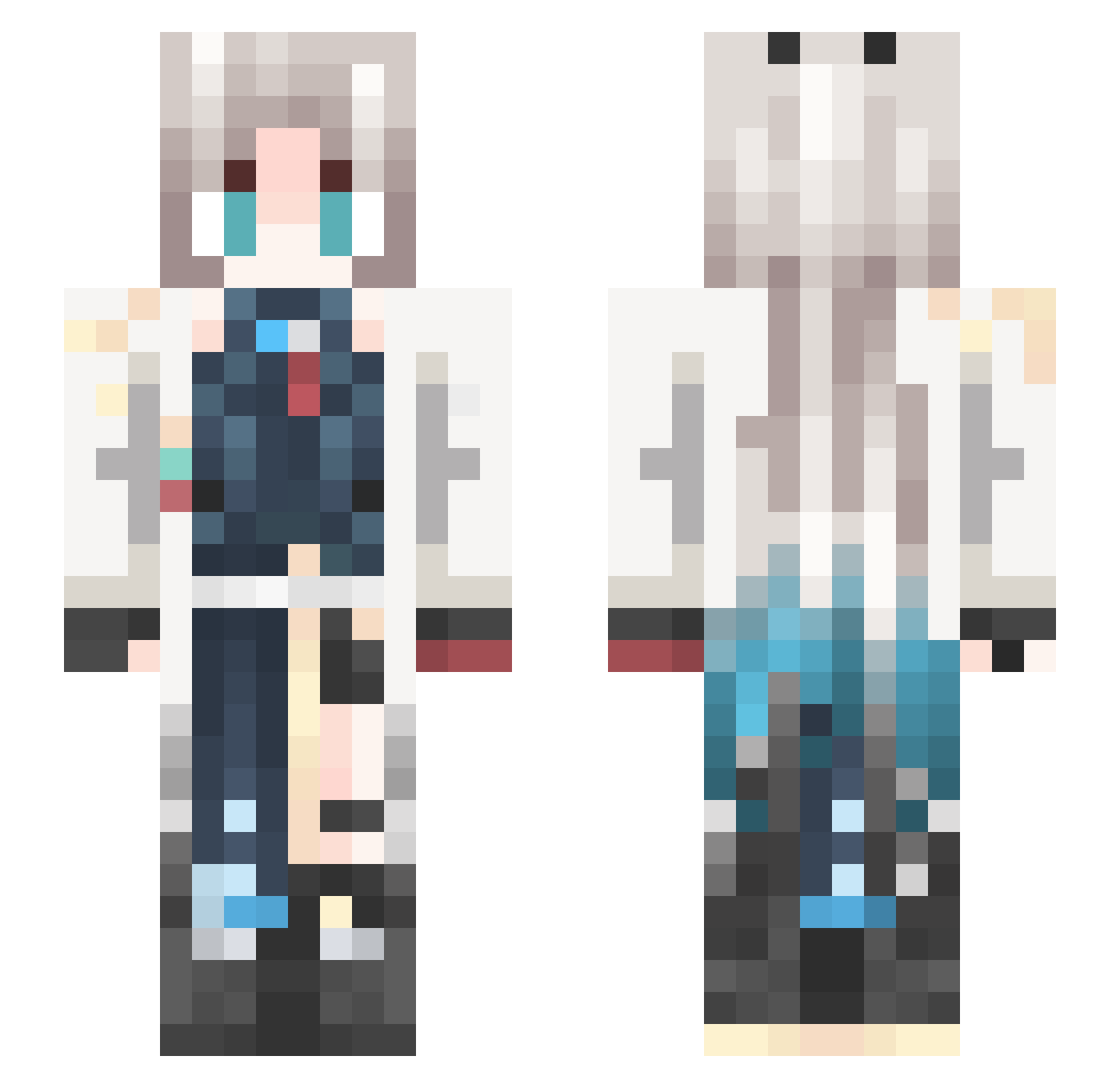 Azuler Minecraft skin, front and back view