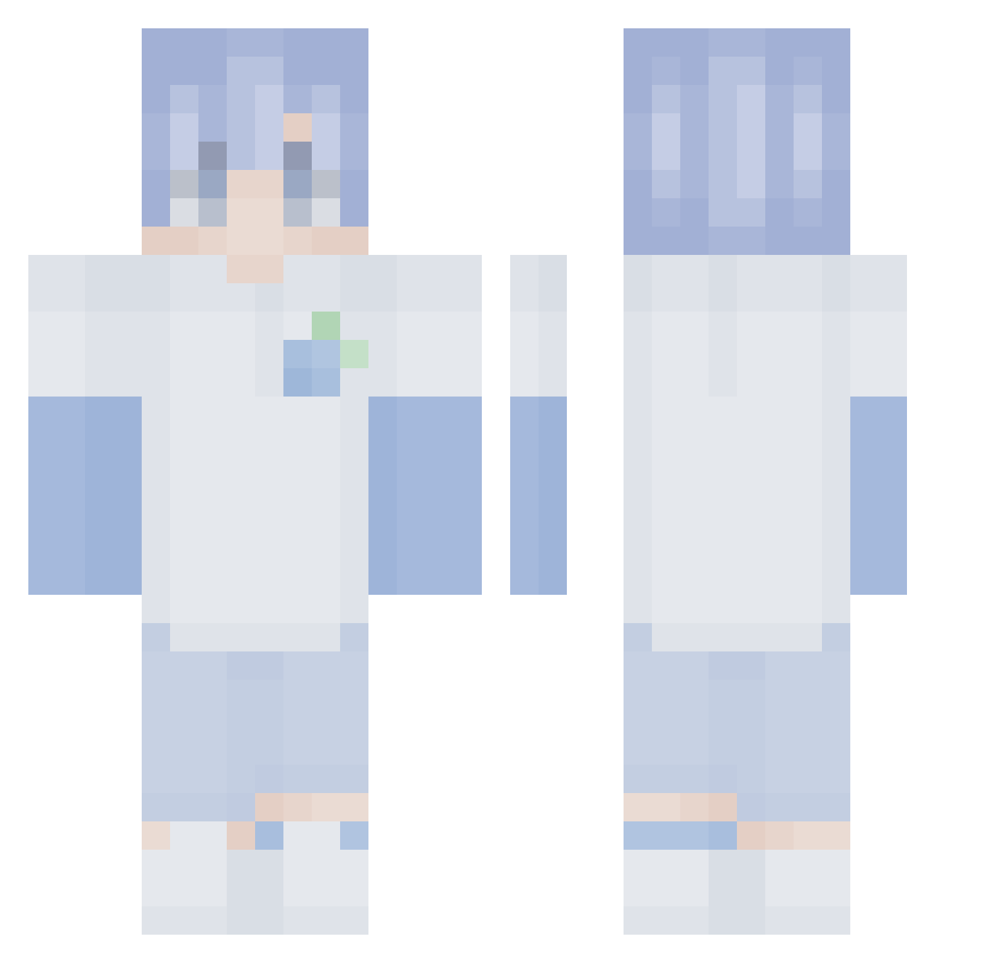 SnowdenDevFML Minecraft skin, front and back view
