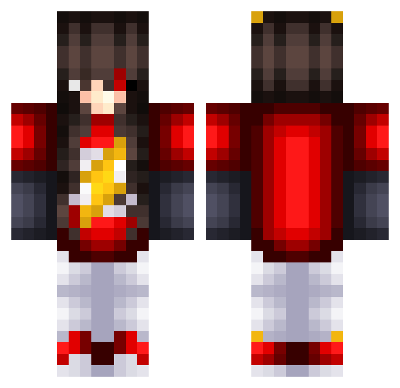 zeHaaa Minecraft skin, front and back view