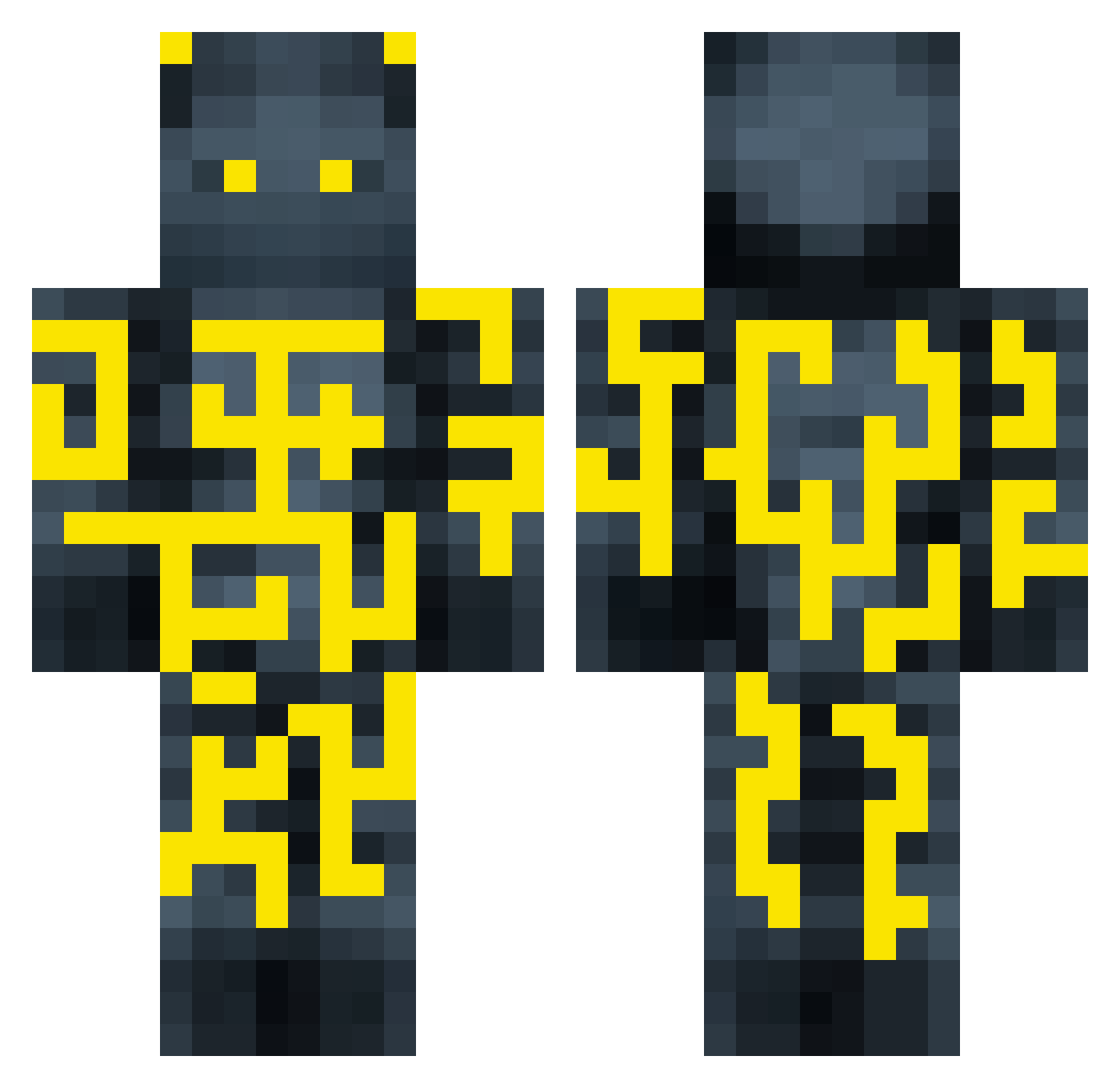 JakubikGaming Minecraft skin, front and back view