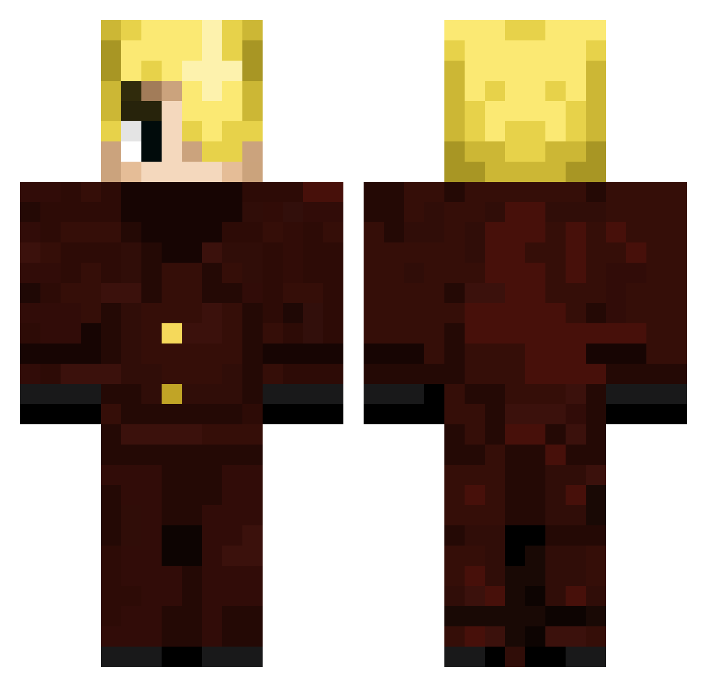 Dorkonamission Minecraft skin, front and back view