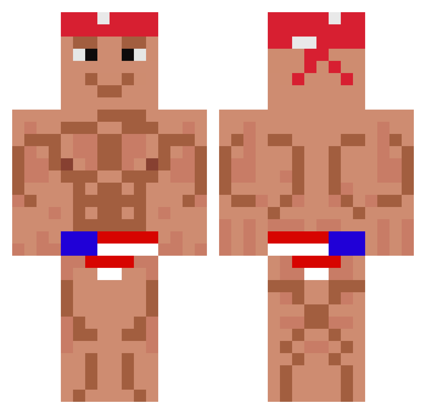 Lunch80X Minecraft skin, front and back view
