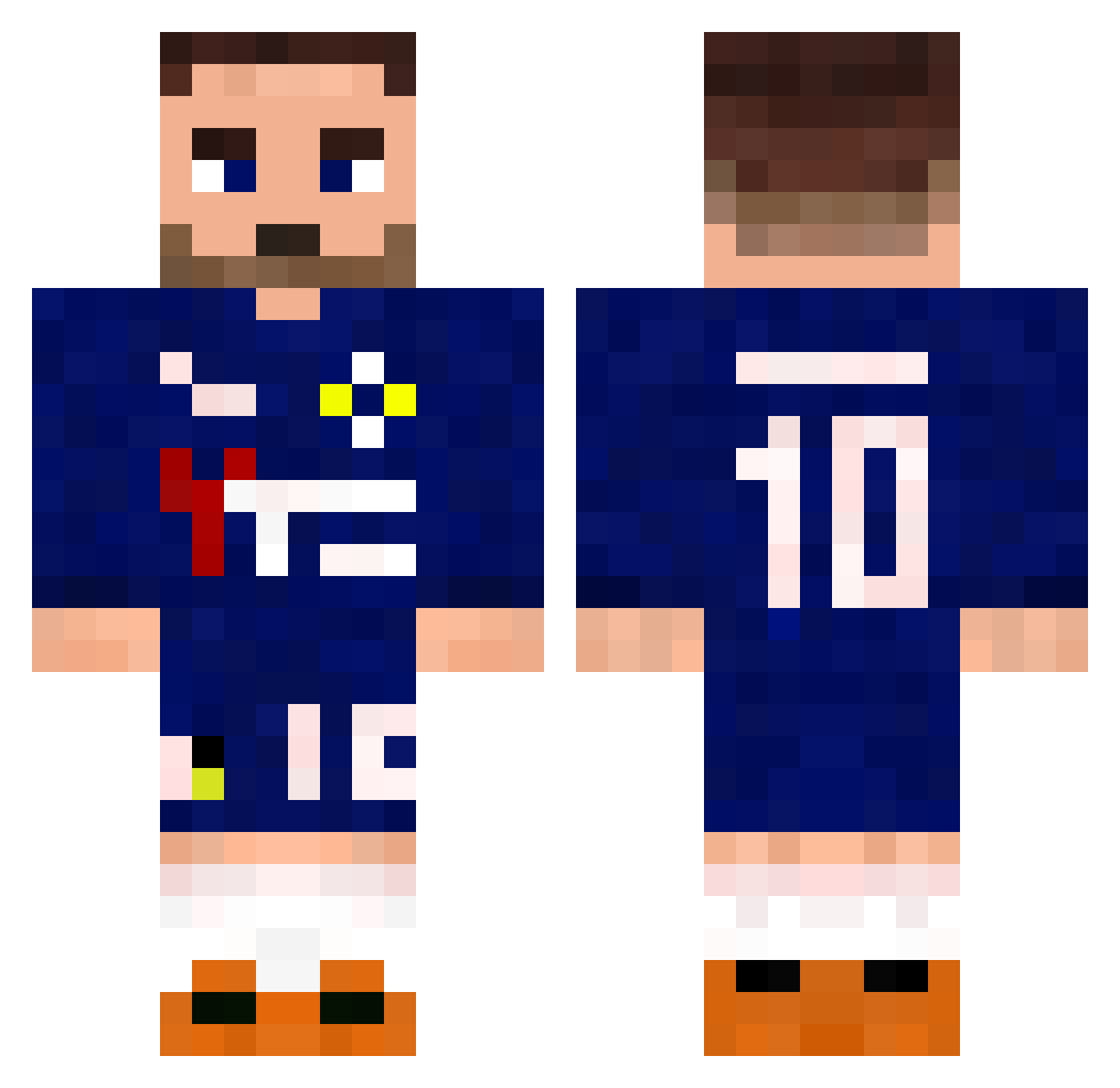 7owie Minecraft skin, front and back view