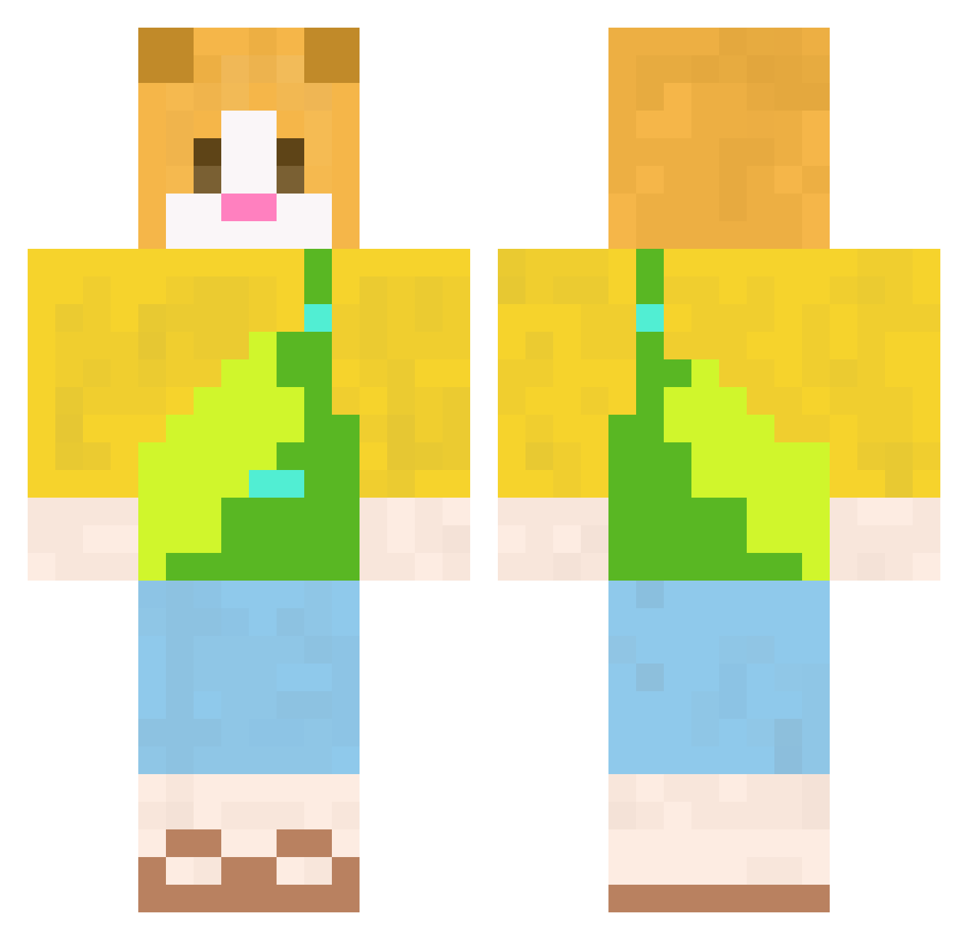 shifp Minecraft skin, front and back view