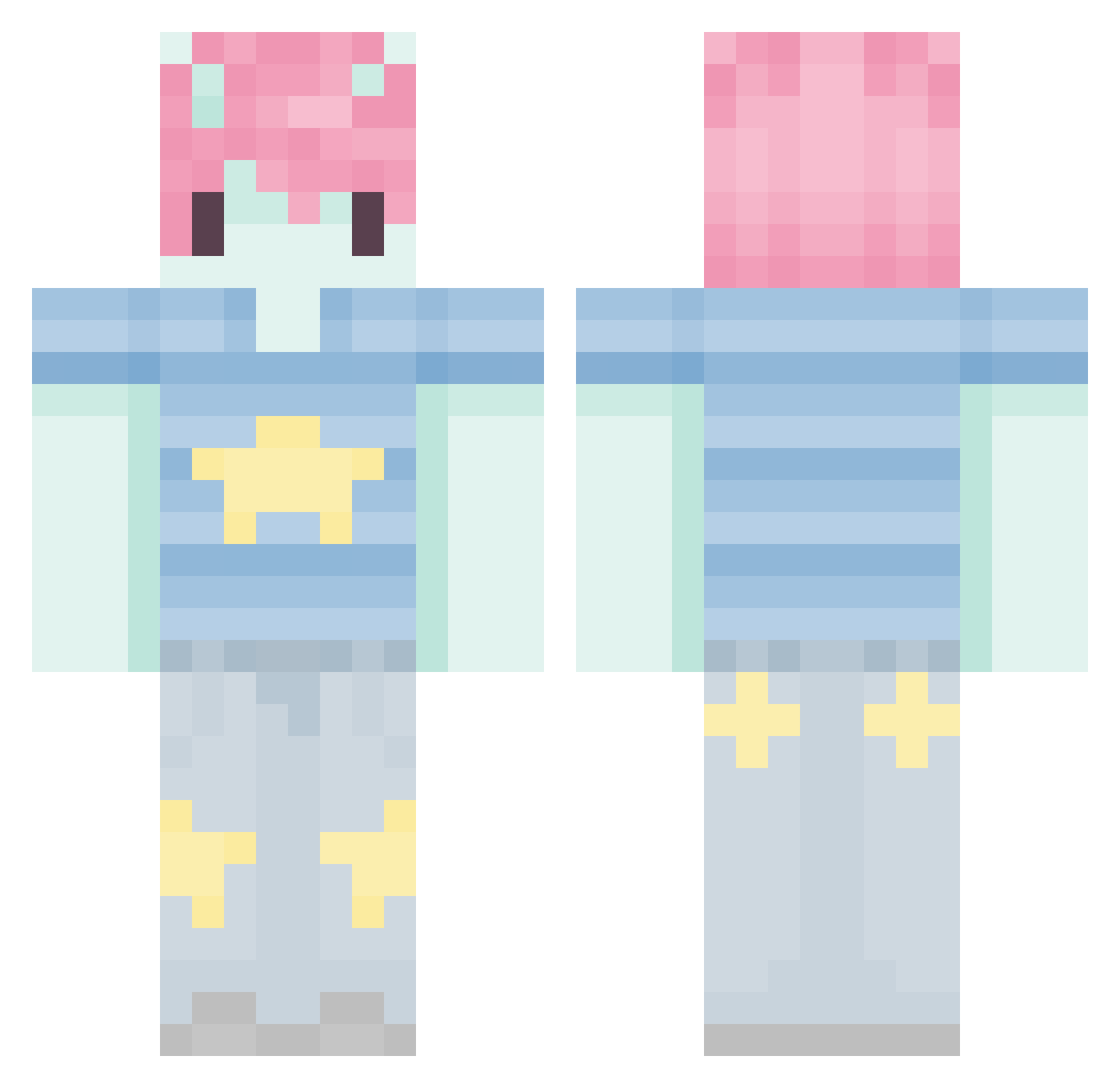Gomay9 Minecraft skin, front and back view