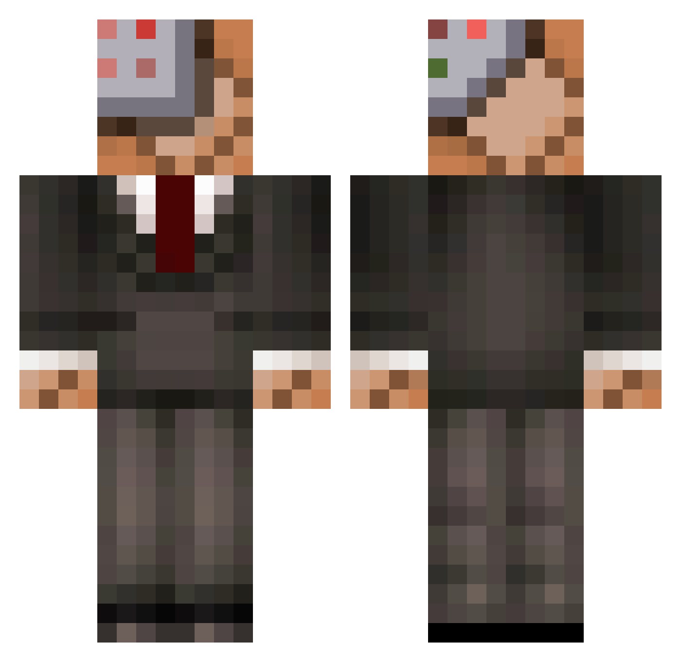UnCommanded Minecraft skin, front and back view