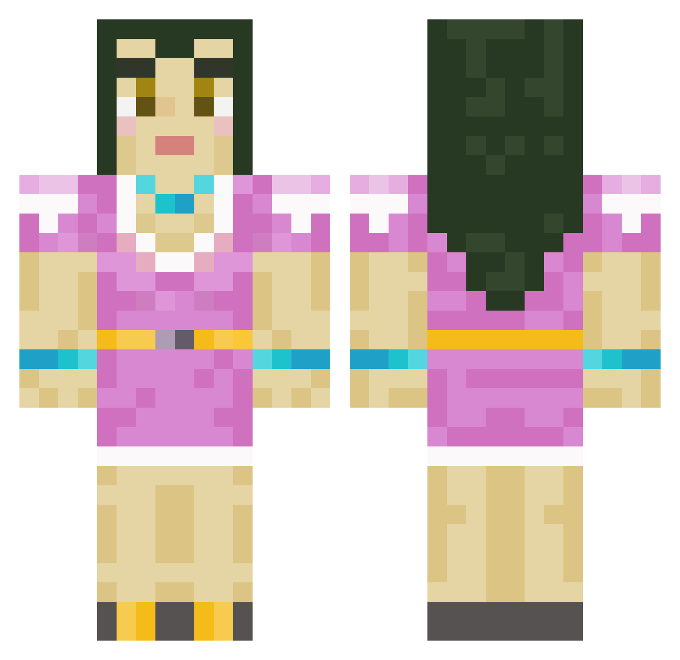 Bimini Minecraft skin, front and back view