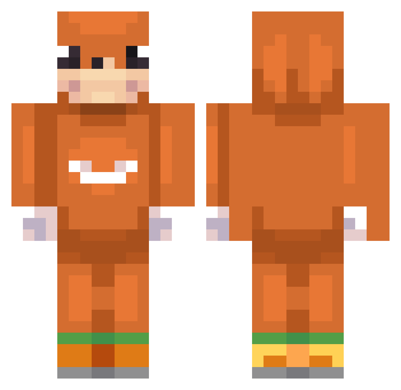 SennB Minecraft skin, front and back view
