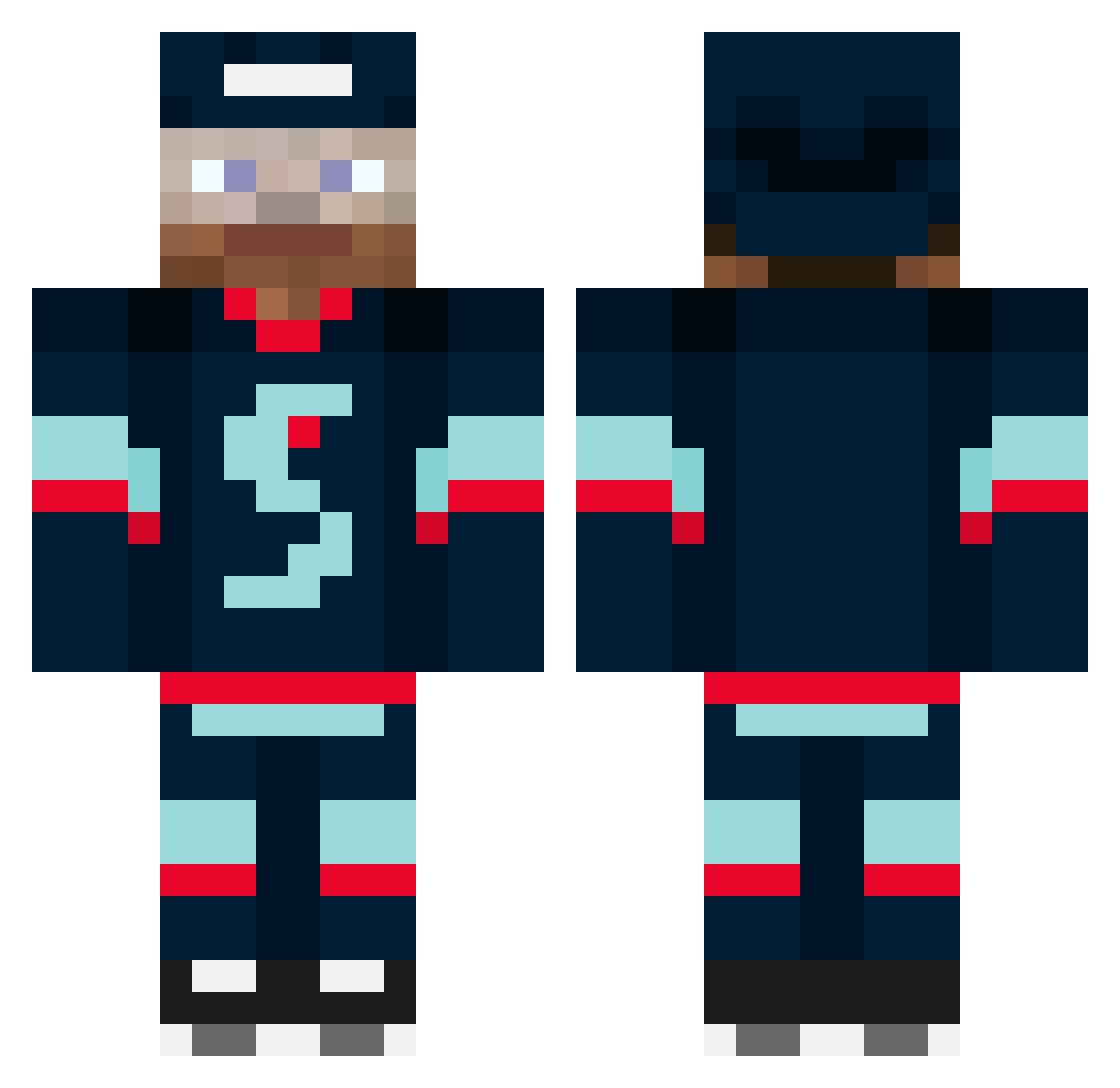 decln Minecraft skin, front and back view