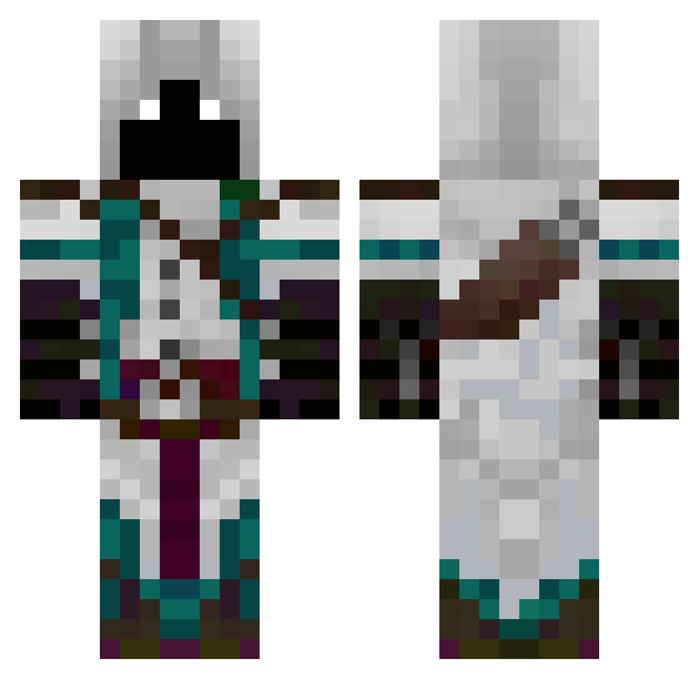SAX0 Minecraft skin, front and back view