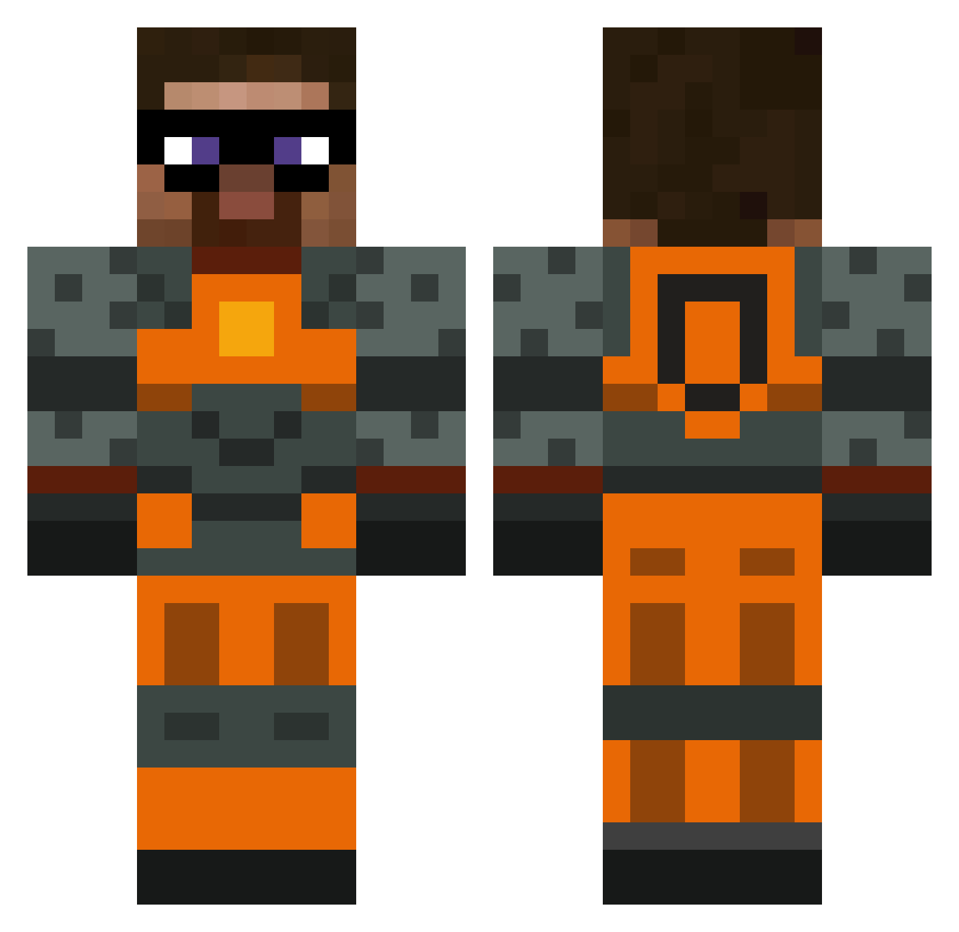 Mayvin Minecraft skin, front and back view