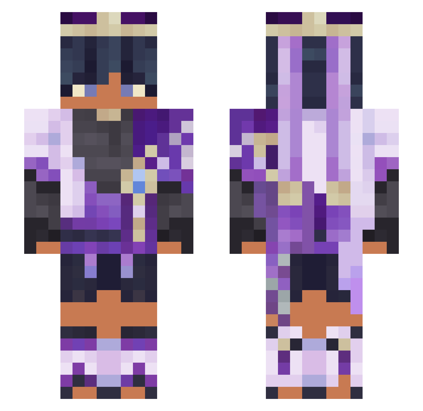 Alelexus Minecraft skin, front and back view