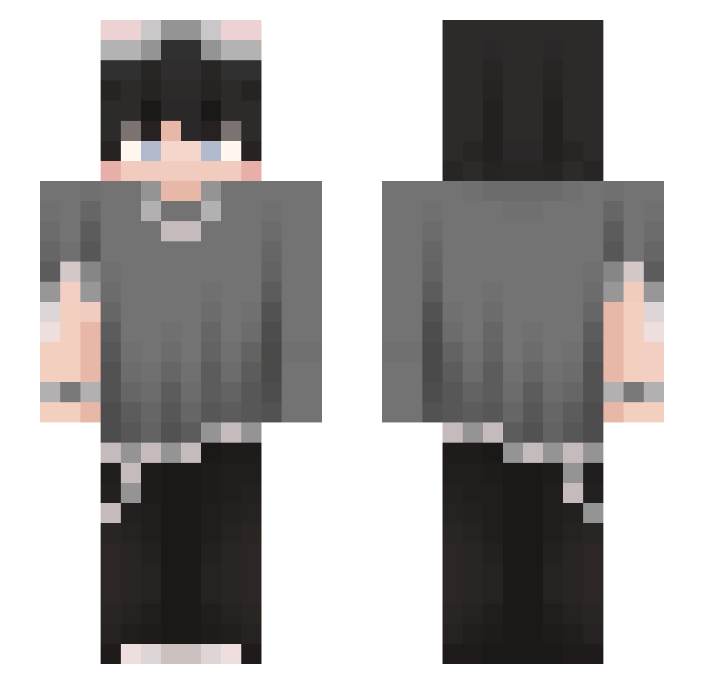 Oarkh Minecraft skin, front and back view