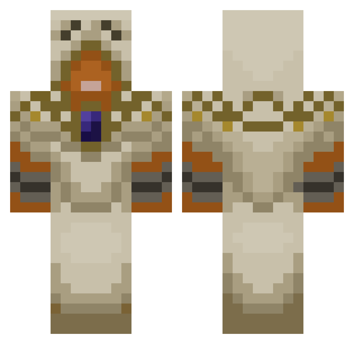 ProtagonistJonah Minecraft skin, front and back view