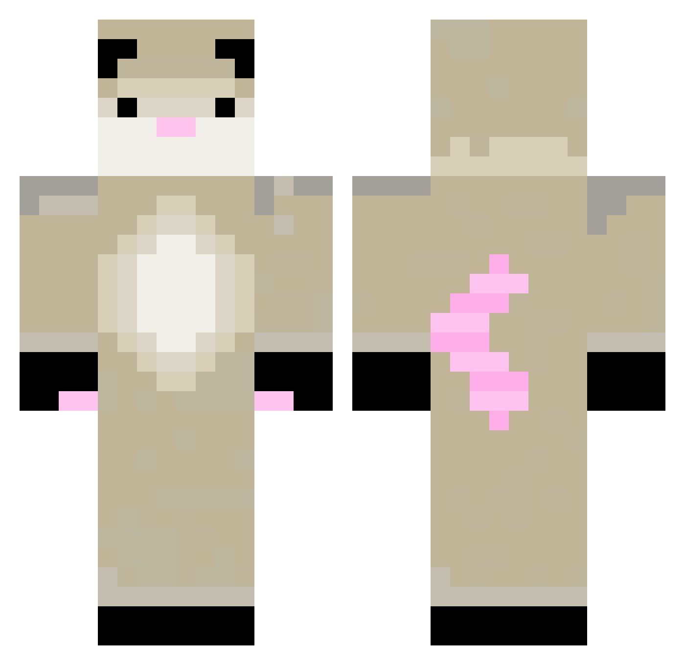 apossum Minecraft skin, front and back view