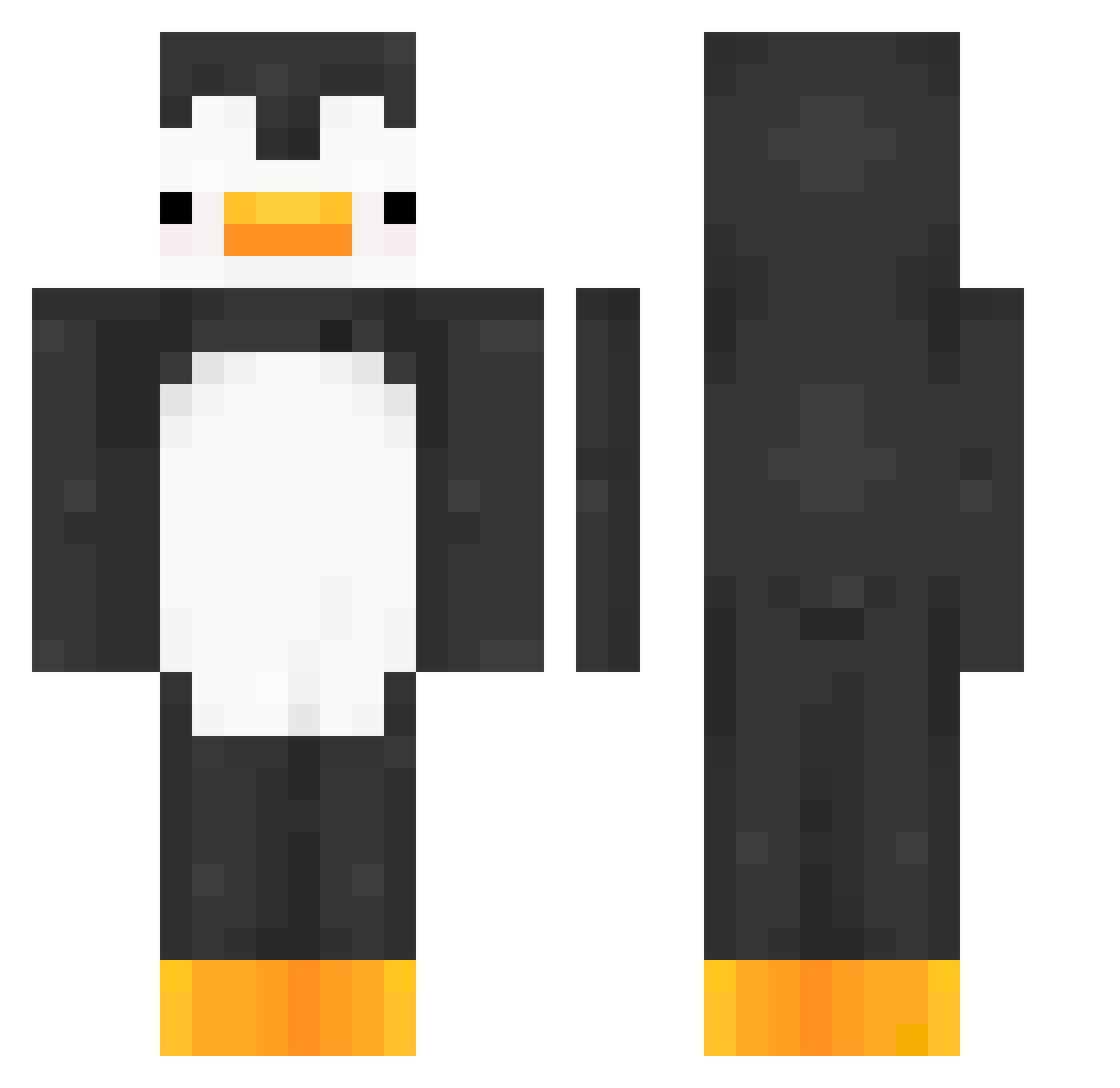 5himesama Minecraft skin, front and back view