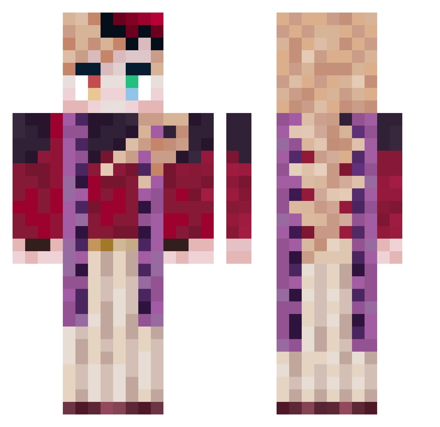 qewwell Minecraft skin, front and back view