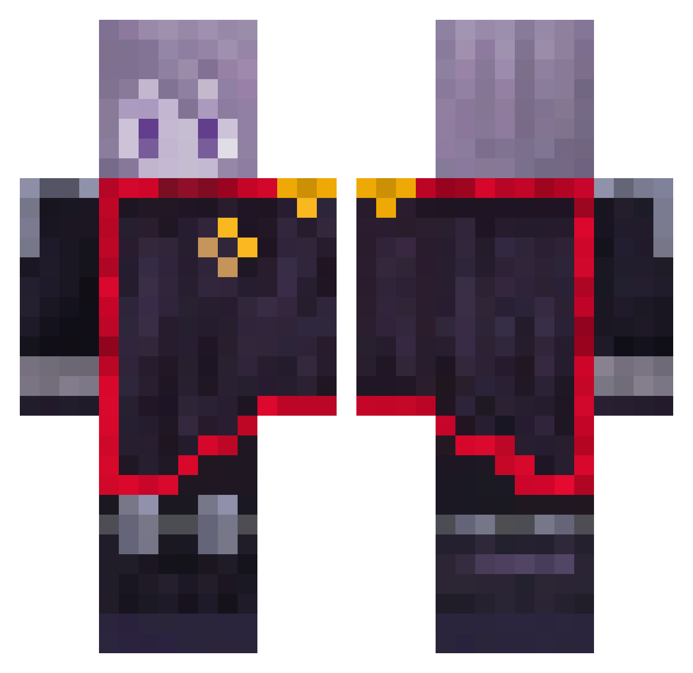 Karsolan Minecraft skin, front and back view