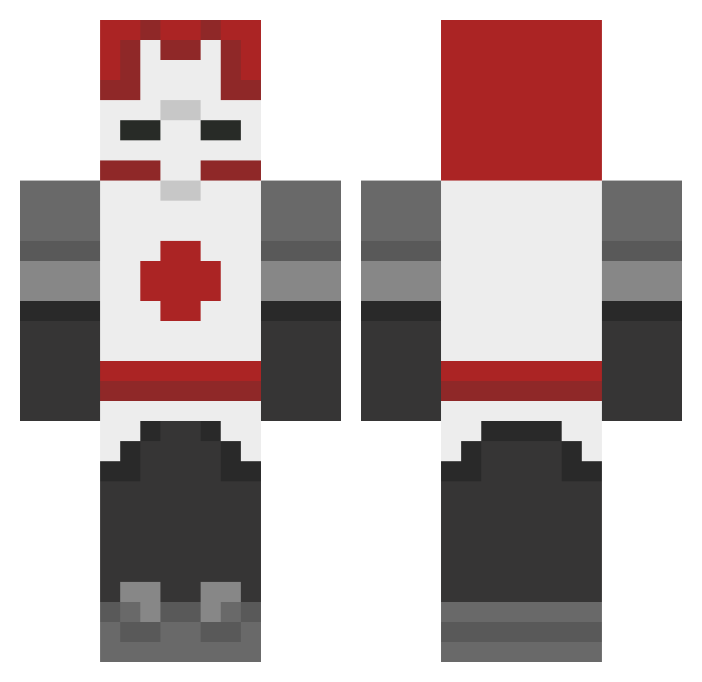 Ryouniverse Minecraft skin, front and back view