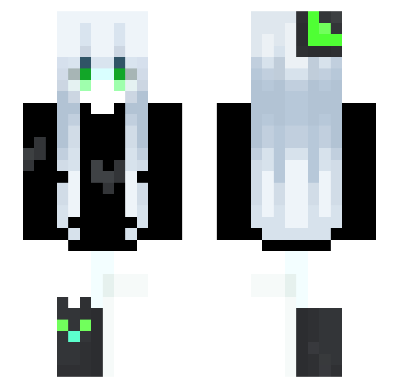 DrinkMint Minecraft skin, front and back view
