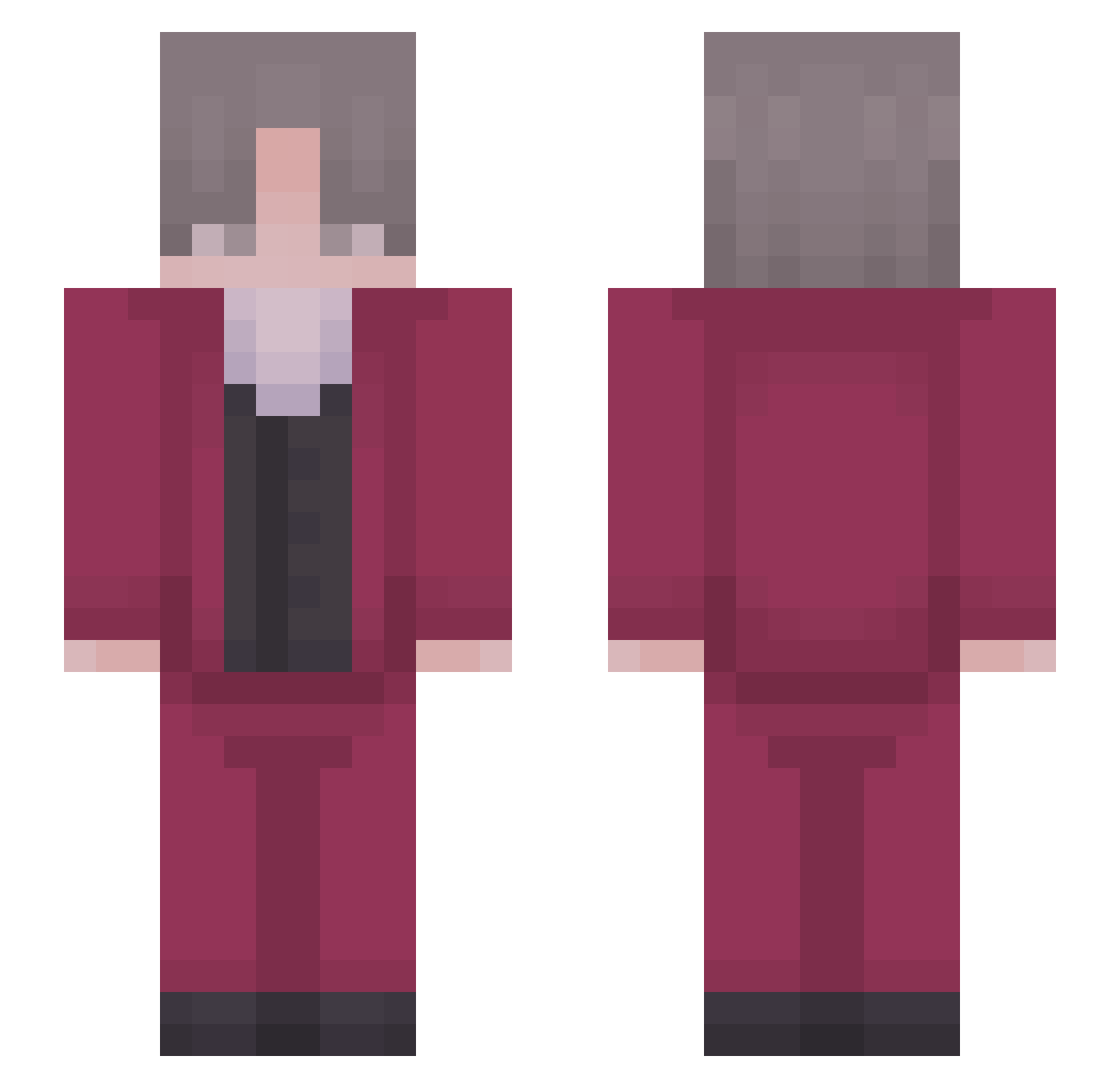 perjured Minecraft skin, front and back view