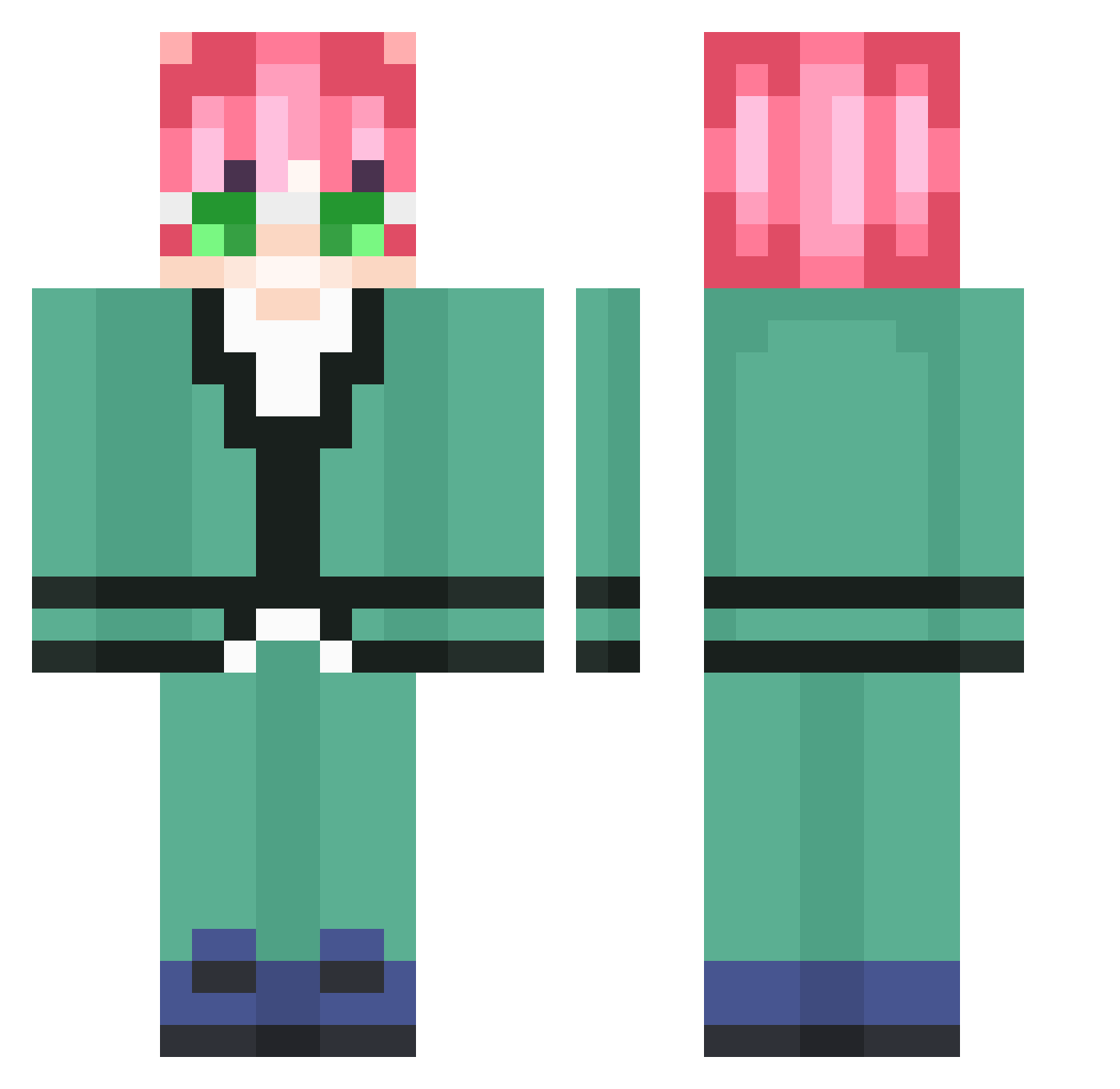 vclur Minecraft skin, front and back view