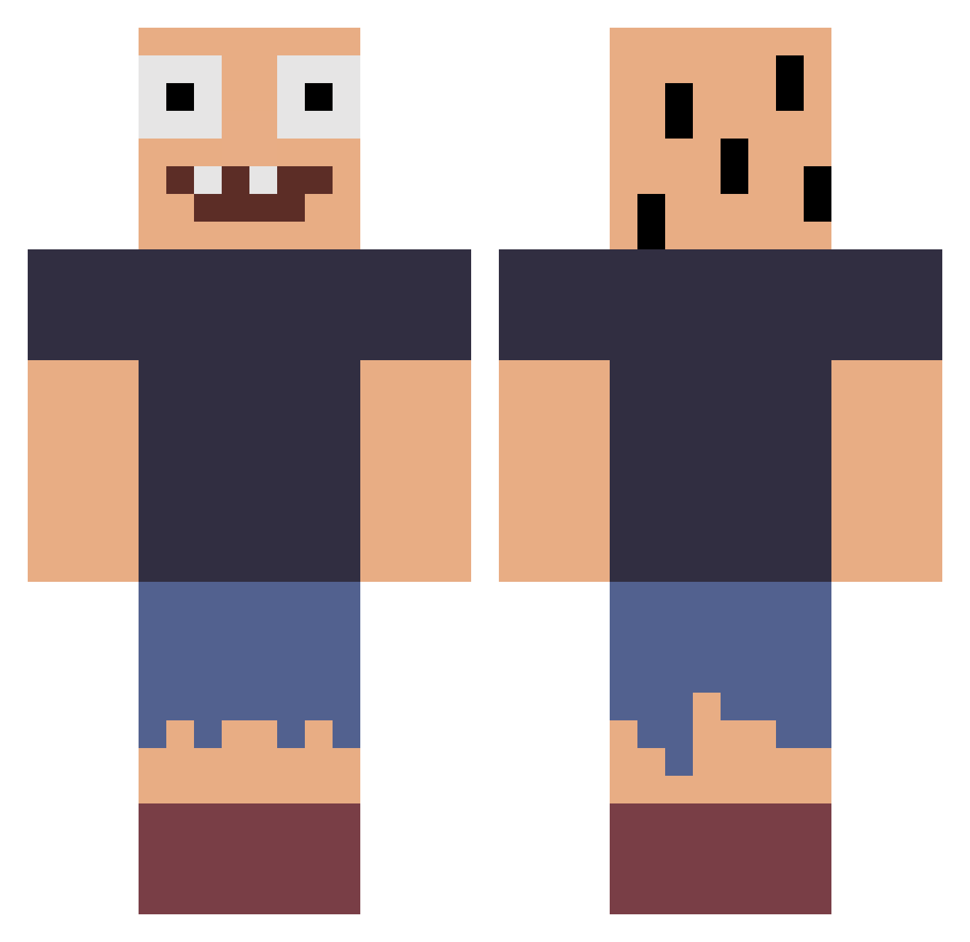 yChosen Minecraft skin, front and back view