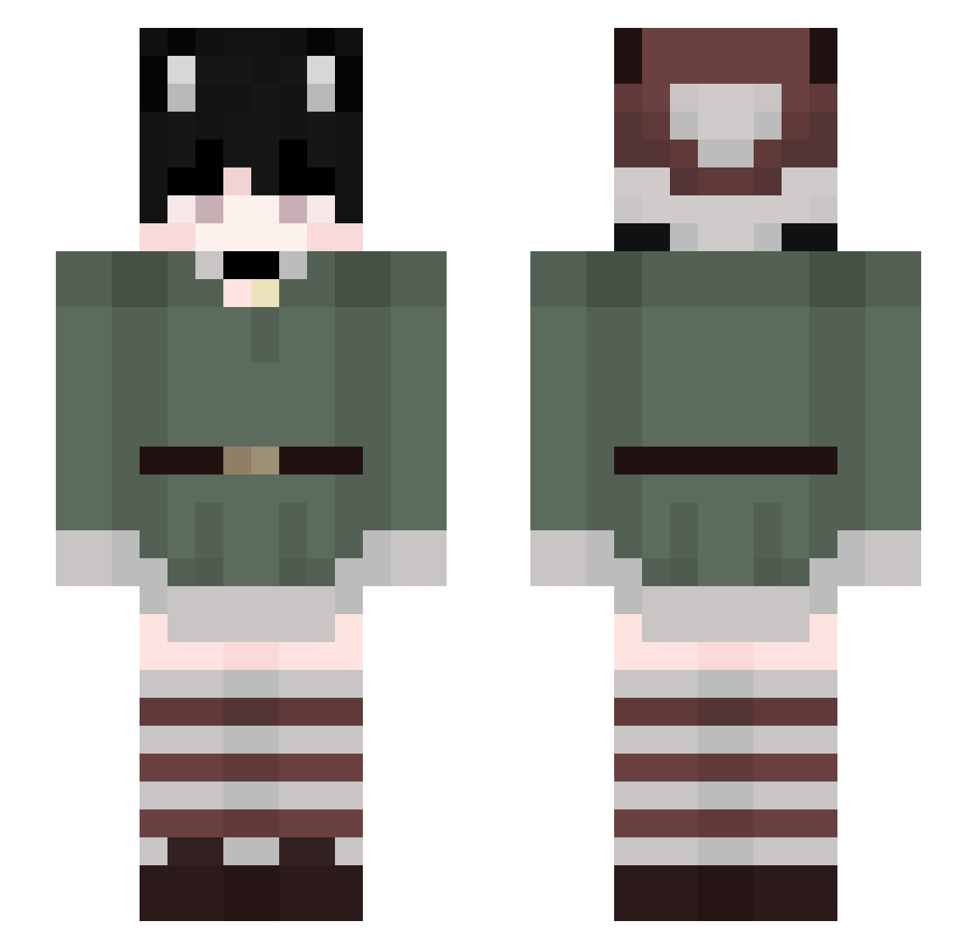 lolled Minecraft skin, front and back view