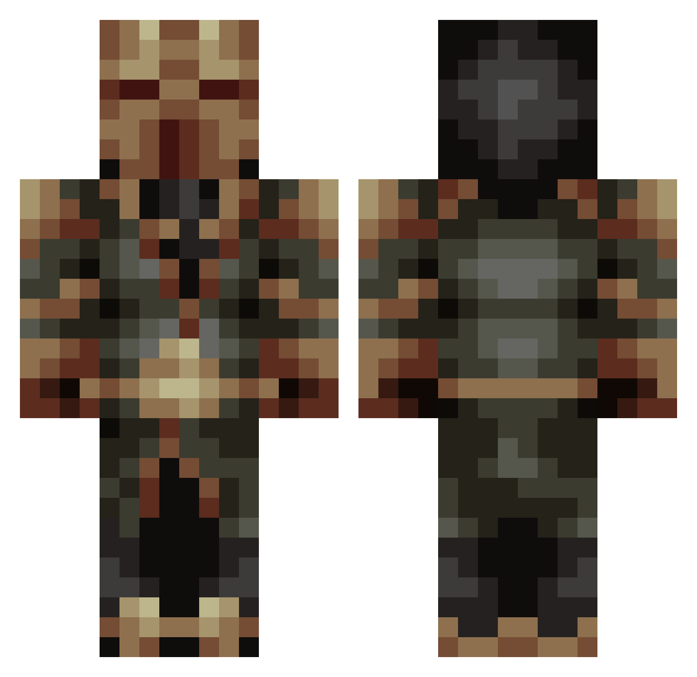 Diebycow2 Minecraft skin, front and back view