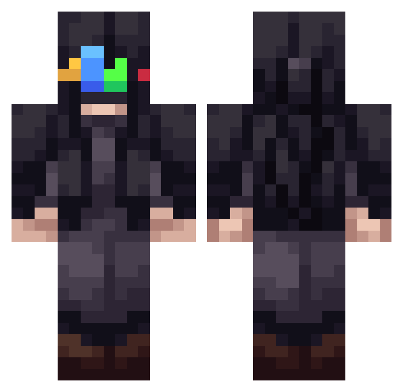 Lahxrw Minecraft skin, front and back view