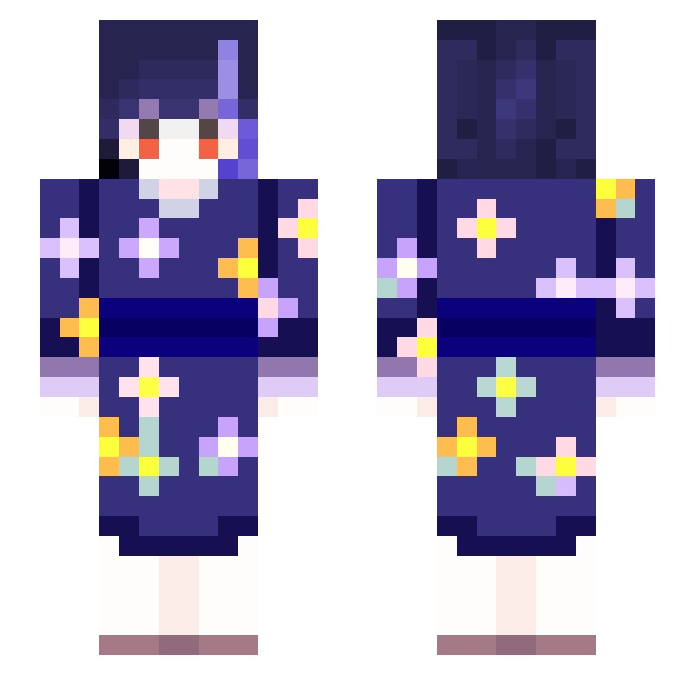 Arutematia Minecraft skin, front and back view