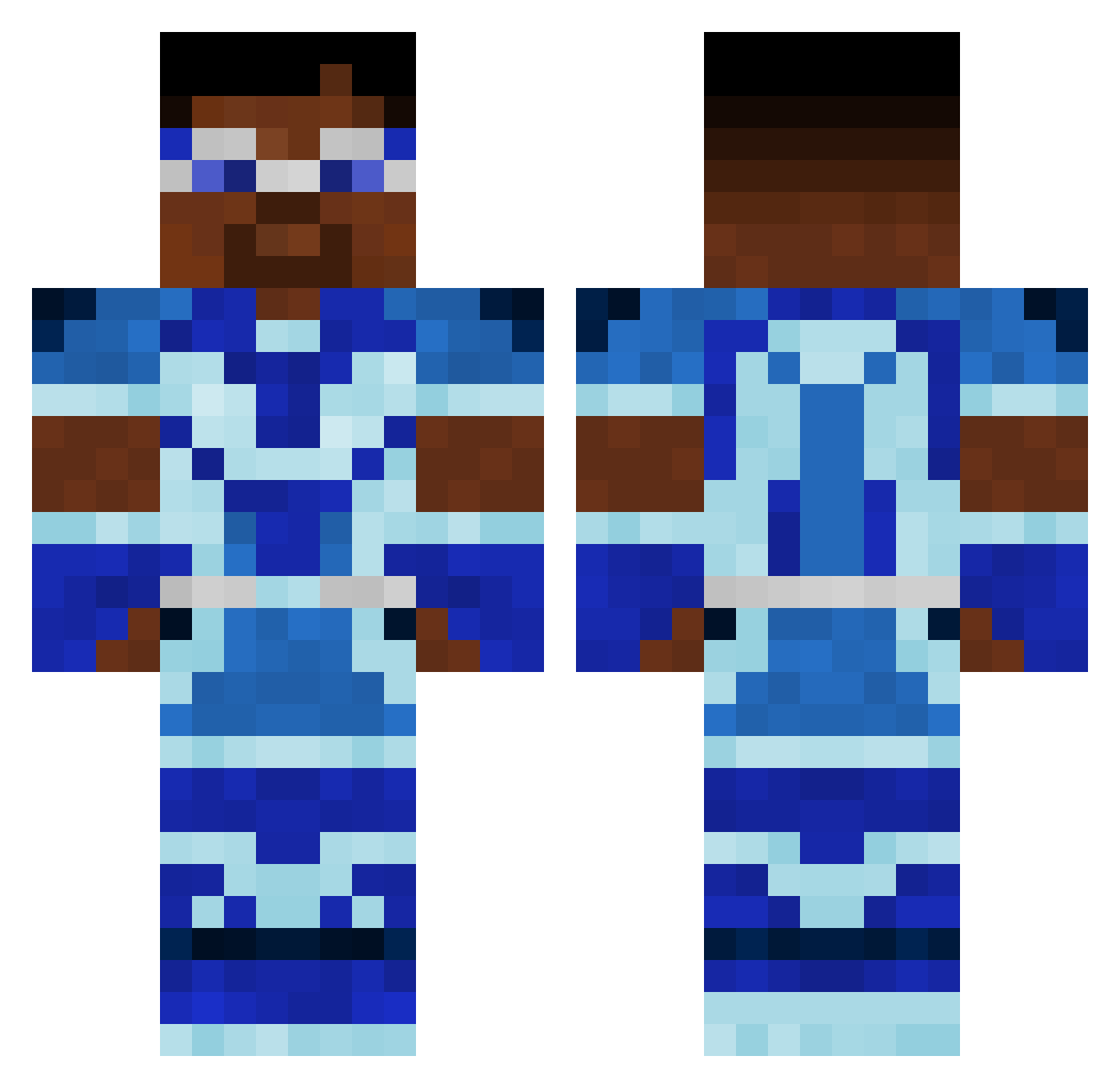 Superparamount Minecraft skin, front and back view