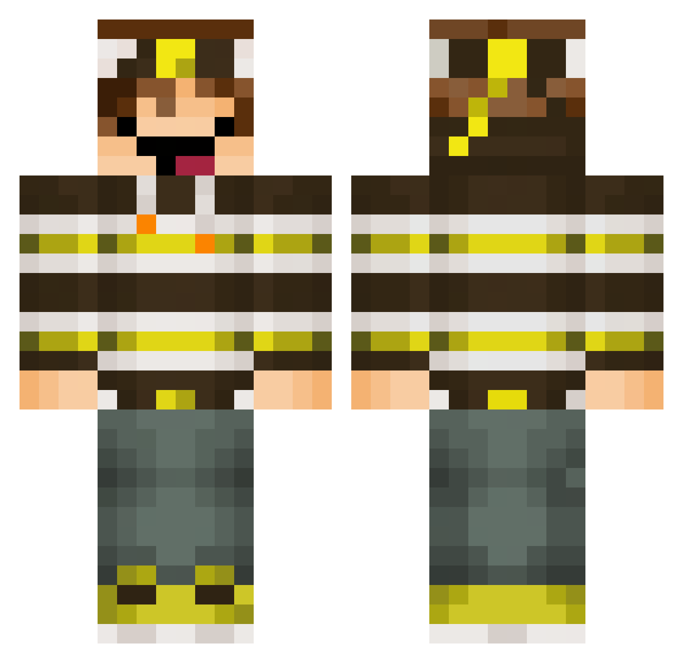 MellowGa Minecraft skin, front and back view