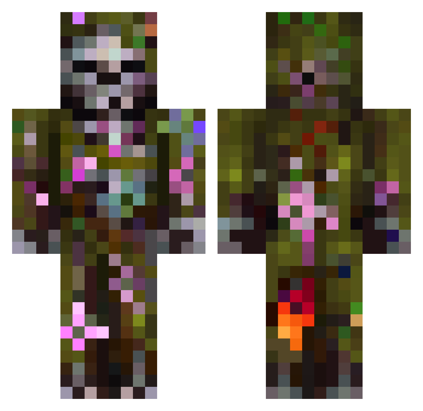 wiakf Minecraft skin, front and back view