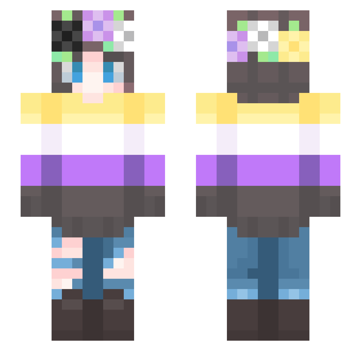 Vrn722 Minecraft skin, front and back view