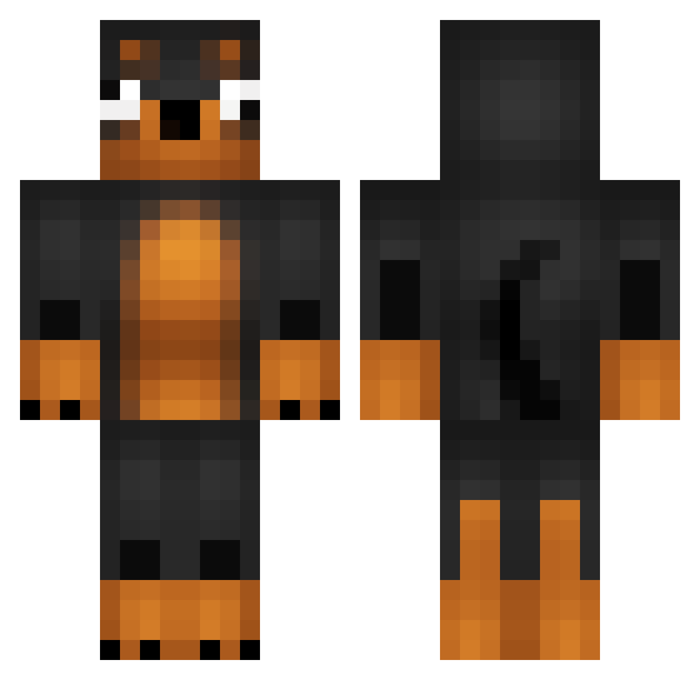 Hogwild Minecraft skin, front and back view