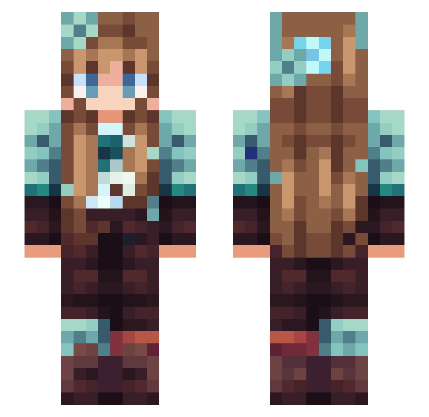 Nucamentaceous Minecraft skin, front and back view