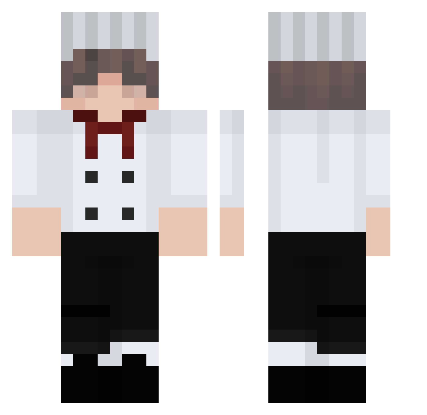 Chh3ff Minecraft skin, front and back view