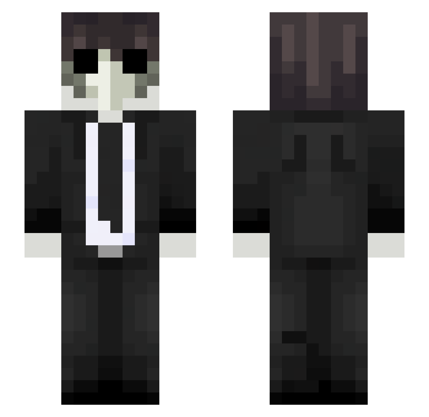 BBCNB Minecraft skin, front and back view
