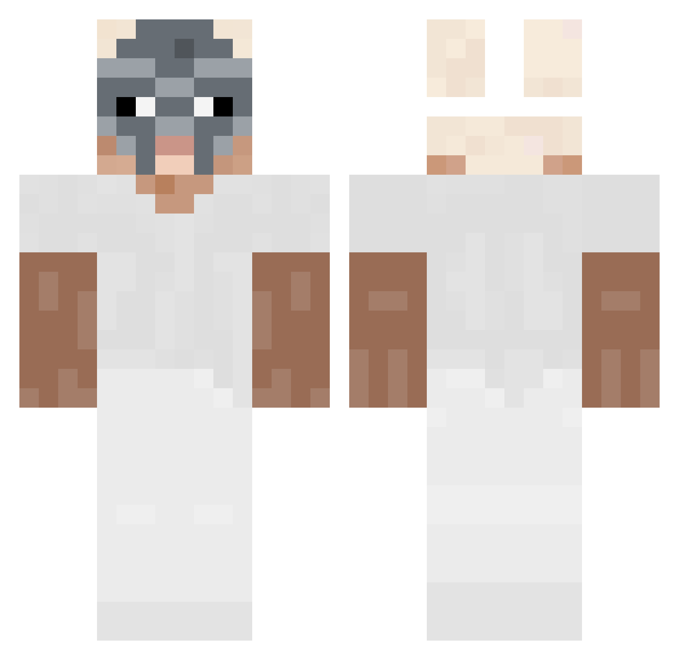 Plx2 Minecraft skin, front and back view