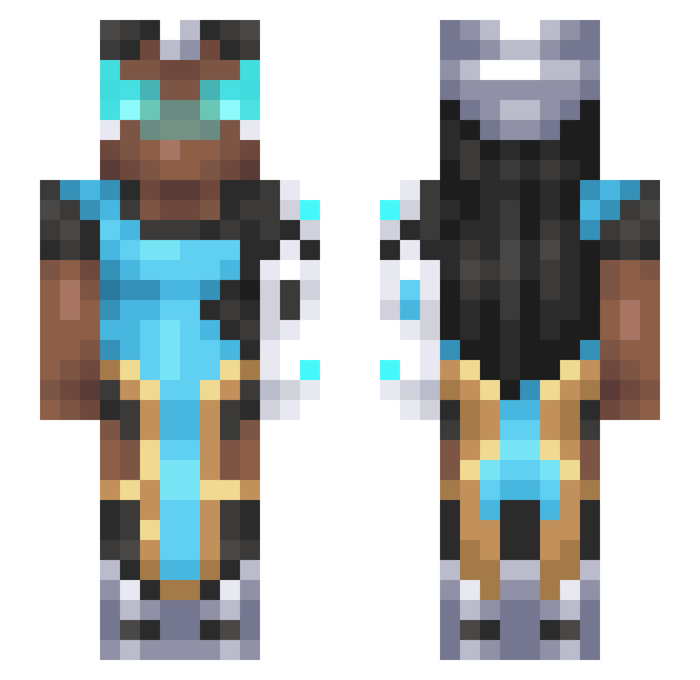 Symmetrian Minecraft skin, front and back view
