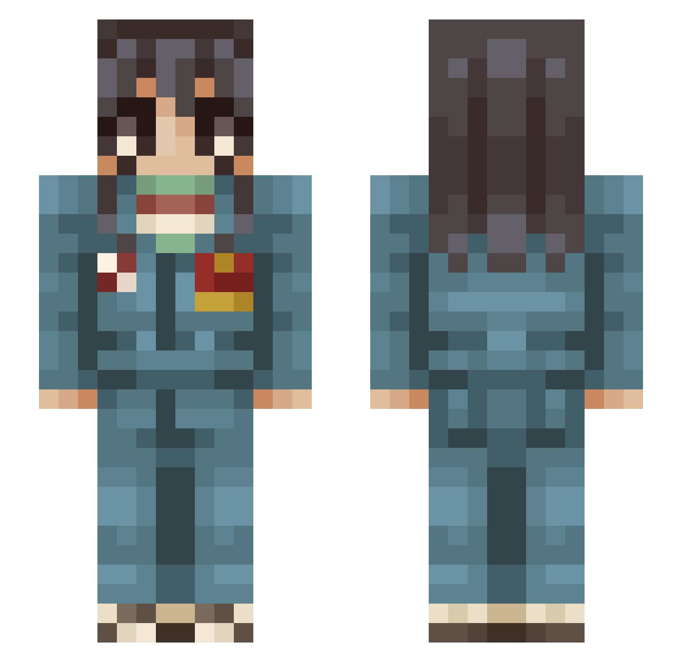 WalalaMC Minecraft skin, front and back view