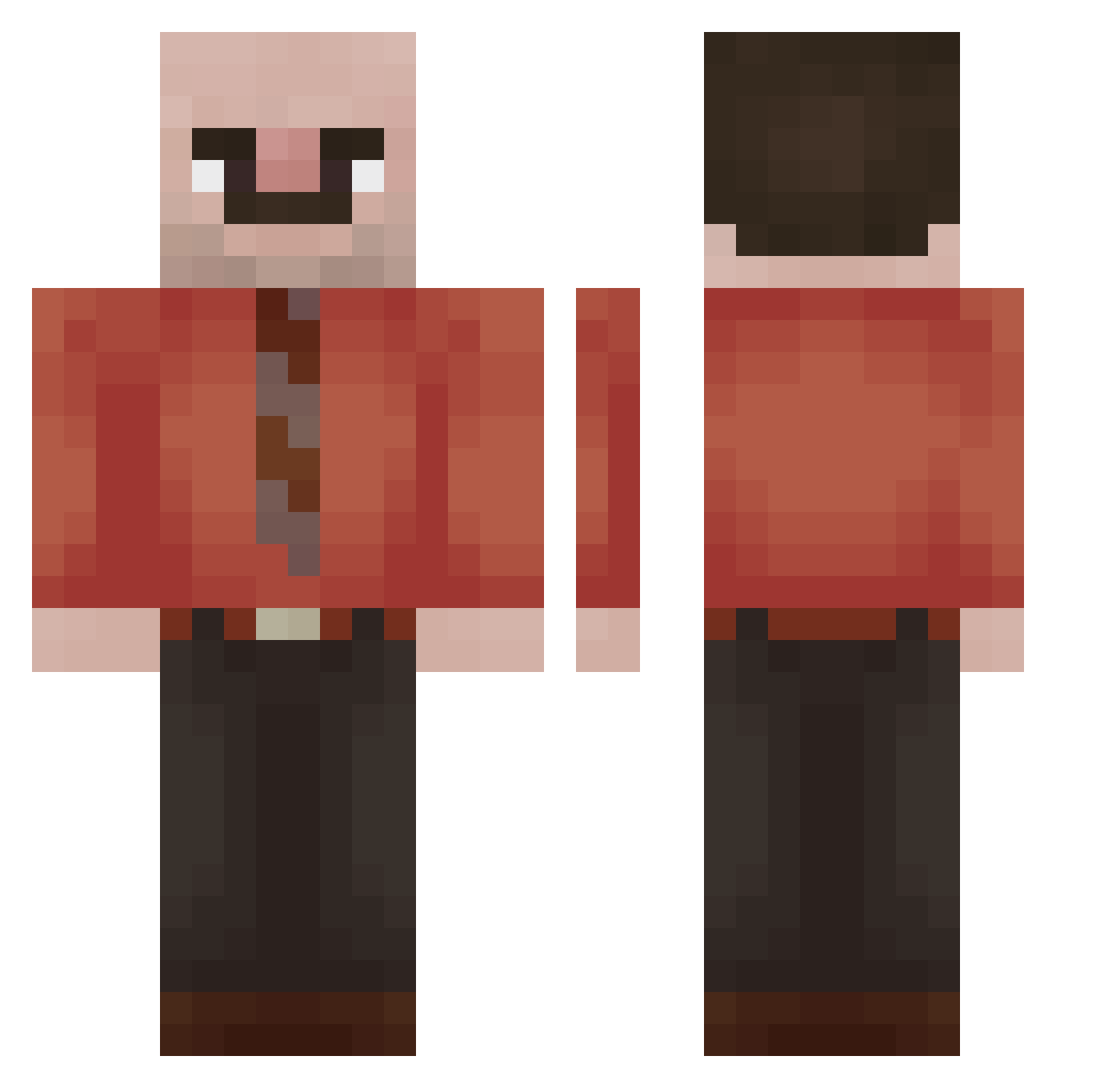 Tobzaz Minecraft skin, front and back view